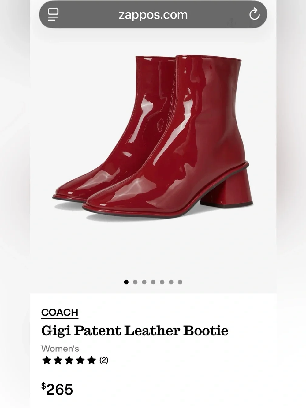 Coach Red Patent Leather Block Heel Boots